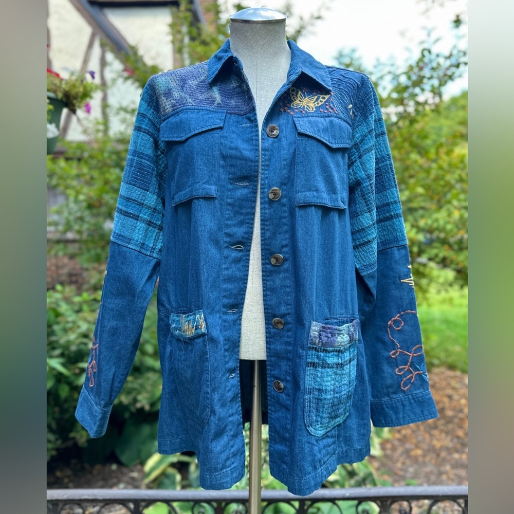 NWT Johnny Was Moonlight Tie Dye Patchwork Military Jacket - Picture 7 of 16